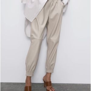Zara faux leather joggers NWT